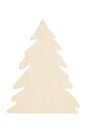 Light unfinished wood Christmas tree isolated on white