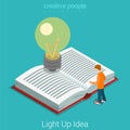 Light up bright idea business education flat 3d vector isometric