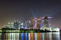 Light Up Laser Show of Marina Bay Sands Hotel at Marina Bay, Singapore Royalty Free Stock Photo