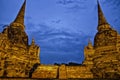 Light up of Wat Phara Si Sanphet temple in Ayutaya Thailand