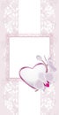 Light violet ornamental background with heart and blooming orchids