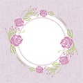 Light violet pattern with stylized wreath of roses for greeting card Royalty Free Stock Photo