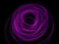 Light wave trail path, vibrant neon color in abstract swirls on a black background Royalty Free Stock Photo