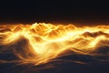 Light waves create a mesmerizing golden landscape in an abstract visual representation Royalty Free Stock Photo