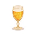 Wheat beer in glass with stem. Tasty alcoholic beverage. Flat vector element for advertising poster or banner of brewery