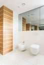 Light white bathroom with wainscot