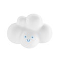 Light white 3d cloud icon cute face rendering. Render soft round cartoon fluffy cloud icon shape illustration isolated transparent