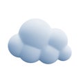 Light white 3d cloud icon cute rendering. Render soft round cartoon fluffy cloud icon shape illustration isolated transparent png