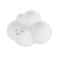 Light white 3d cloud icon face rendering. Render soft round cartoon fluffy cloud icon shape illustration isolated on