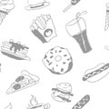 Light on white doodle pattern fast food