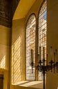 Light through window bars in medieval castle