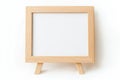 A light wood frame with a built-in stand, perfect for desk displays, isolated on white background Royalty Free Stock Photo