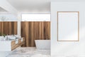 Light wood and marble bathroom interior, poster Royalty Free Stock Photo