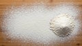 Right side of this spread a small mound of flour is noticeably piled Royalty Free Stock Photo