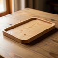 Tray s smooth surface and simple design highlight the natural wood Royalty Free Stock Photo