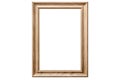 Light wooden vertical empty horizontal picture frame isolated on transparent or white background Royalty Free Stock Photo