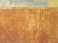 Light yellow beige gunge old wall texture painted cement structure rusty cracked