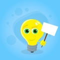 Light Yellow Bulb Cartoon Character Hold White Royalty Free Stock Photo