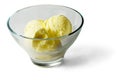 Light yellow Ice-cream balls in transparent glass Royalty Free Stock Photo