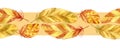 Light yellow orange bird feathers, seamless cut border pattern Royalty Free Stock Photo