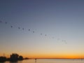 light yellow and orange sunset view gorgeous panorama scenic with blue cloud sky of tropical sea beach Royalty Free Stock Photo