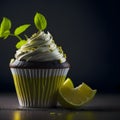 Light and Zesty Lemon Cupcakes with Whipped Cream Frosting - Generative AI Royalty Free Stock Photo