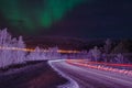 Lightbeams under the Northern Lights Royalty Free Stock Photo