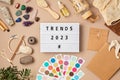 Lightbox with text trends 2023. Tendencies for new year idea