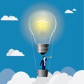 Lightbulb as Idea Solution Symbol. Vector Illustration