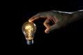 Lightbulb on black background,idea magic energy and power concept