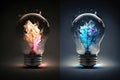 Lightbulb Black Background. Generative AI Royalty Free Stock Photo