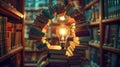 The Lightbulb in Books.AI generated image Royalty Free Stock Photo