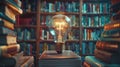 The Lightbulb and Books.AI generated image Royalty Free Stock Photo