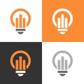 Lightbulb and chart logo template, think big icon concept, creative ideas symbol