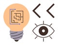 Innovative Ideas and Technology Concepts with Lightbulb, Eye, and Coding Symbols Royalty Free Stock Photo