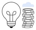 Lightbulb and Coin Stack Representing Innovation and Financial Growth Royalty Free Stock Photo