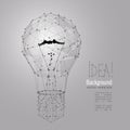 Lightbulb composed of polygon. Low poly vector illustration of a mesh. Wireframe connection structure Royalty Free Stock Photo