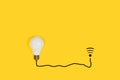 Lightbulb conected to a wi fi symbol by a black line