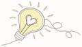 Lightbulb with Connected Heart, Ideas of Love and Unity, vector design Generative AI Royalty Free Stock Photo