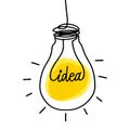 Lightbulb - creative sketch draw vector illustration. Electric lamp logo sign.