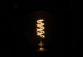 Lightbulb on dark background with bright spiral wire