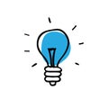 Lightbulb doodle icon, vector illustration