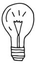 Lightbulb doodle. Lamp line icon. Idea symbol