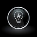 Lightbulb electricity energy icon inside round silver and black emblem Royalty Free Stock Photo