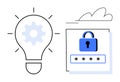 Lightbulb with Gear and Locked Password Input Box Representing Innovation and Data Security Royalty Free Stock Photo