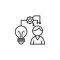 Lightbulb gear man innovation icon. Simple line, outline vector of artificial Intelligence icons for ui and ux, website