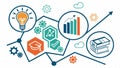 Lightbulb, gears, graduation cap, ideas and learning vector design Generative AI