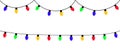 Lightbulb glowing garland line. Christmas lights set. Colorful string fairy light. Cartoon holiday festive xmas decoration. Royalty Free Stock Photo