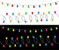 Lightbulb glowing garland line. Christmas lights set. Colorful string fairy light. Holiday festive xmas decoration. Rainbow color Royalty Free Stock Photo