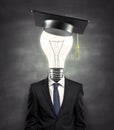 Lightbulb with graduation hat Royalty Free Stock Photo